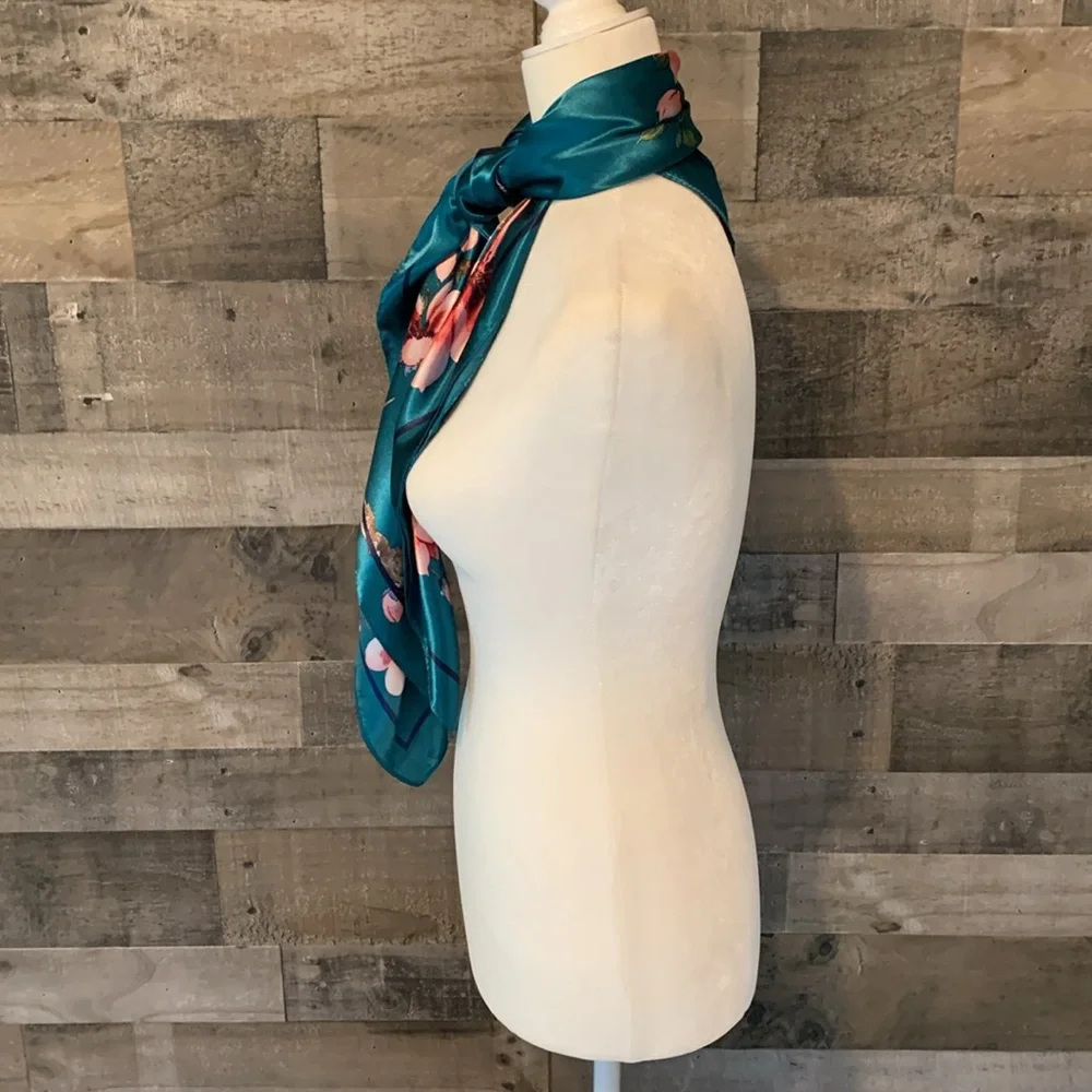 Elegant Floral Scarf Square Floral Scarf - Picture 4 of 16